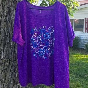 Woman Within Floral Purple Spacedye Blouse